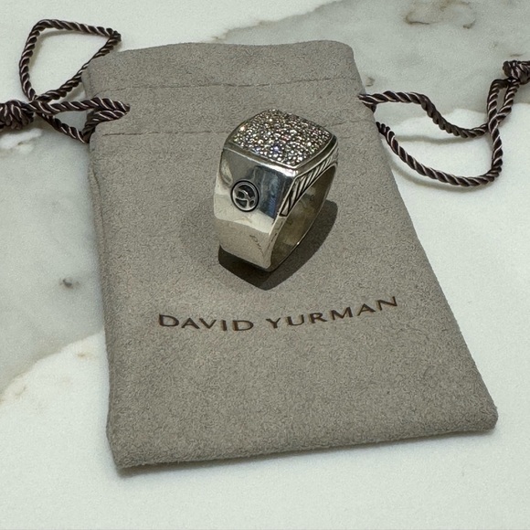 David Yurman Diamond Signet Ring - Size 10 - Picture 6 of 8